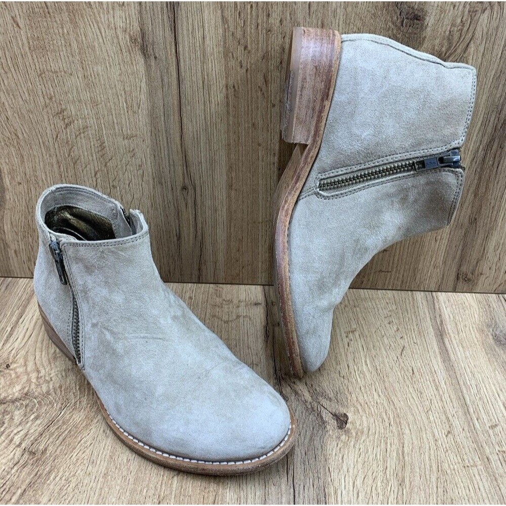 Johnston & Murphy Shelby Ankle Boots Women Size 6M Taupe Suede Side Zip 78-51852